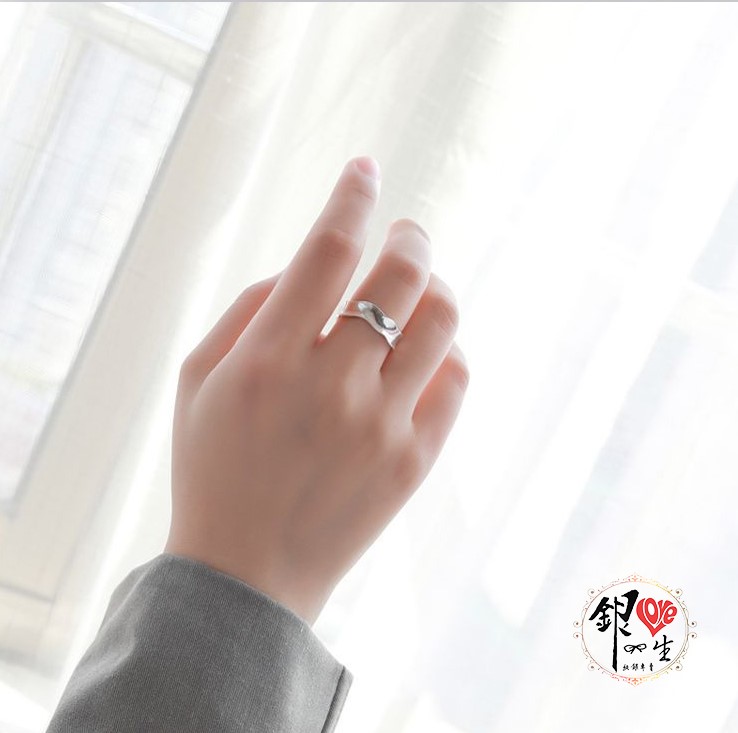  s925純銀 歐美 簡約素雅 波浪 造型 寬版  戒 
