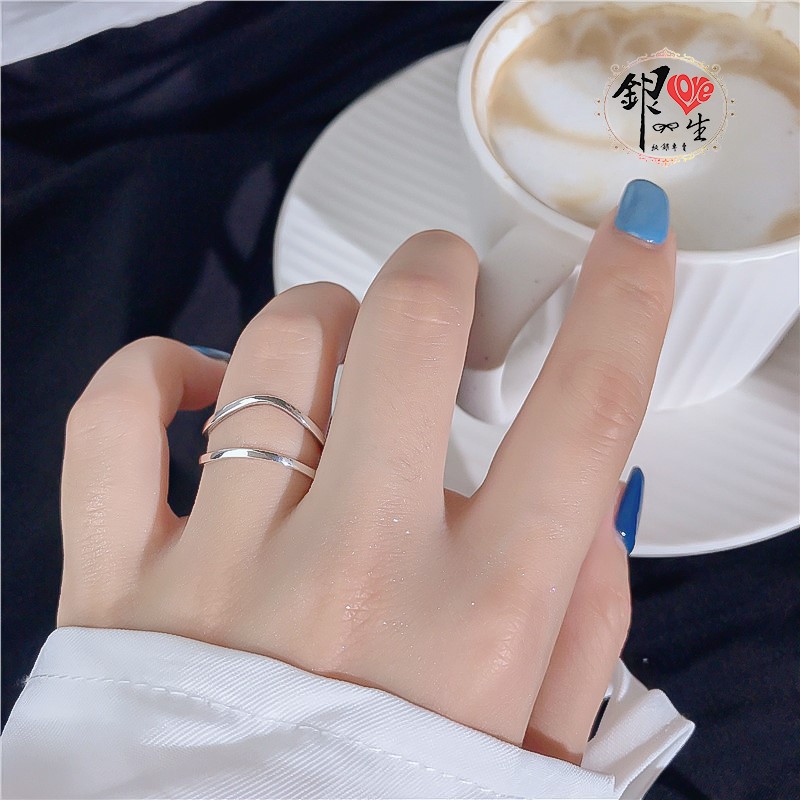  s925純銀 雙線簡約  造型 戒