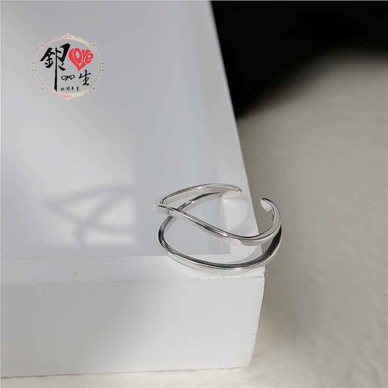 s925純銀 雙線簡約  造型 戒