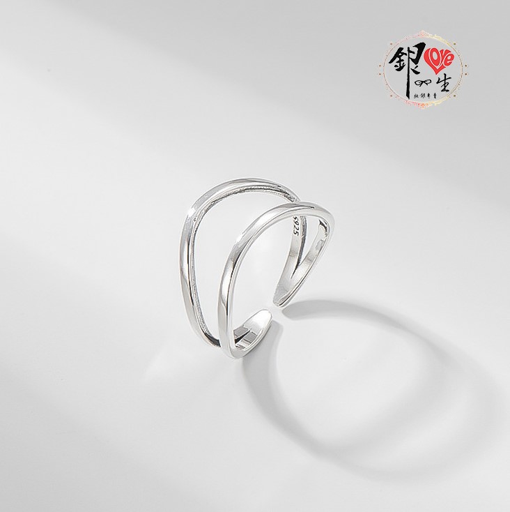  s925純銀 雙線簡約  造型 戒