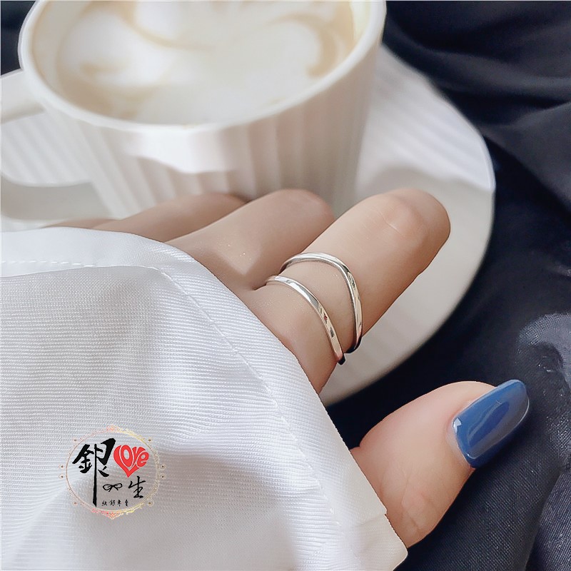  s925純銀 雙線簡約  造型 戒