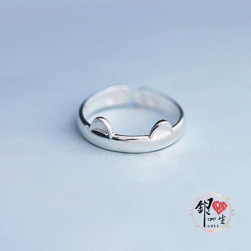 s925純銀 貓咪 貓耳朵 可愛造型 戒