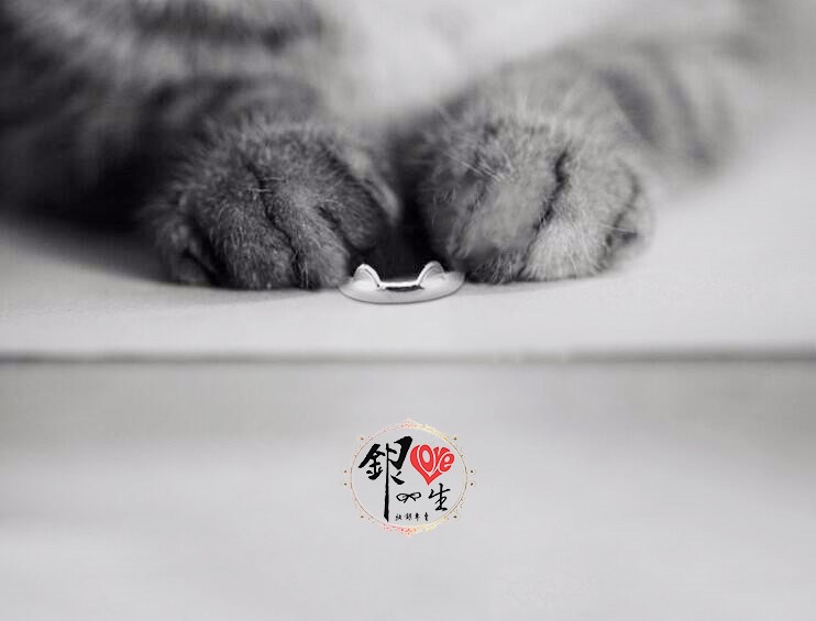 s925純銀 貓咪 貓耳朵 可愛造型 戒