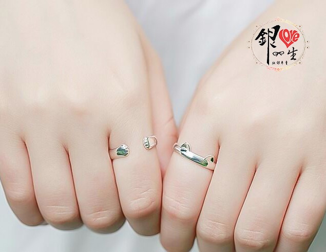 s925純銀 貓咪 貓耳朵 可愛造型 戒