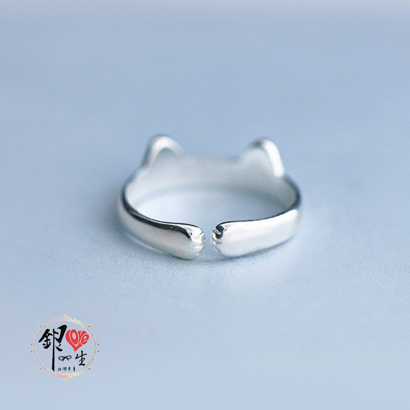 s925純銀 貓咪 貓耳朵 可愛造型 戒