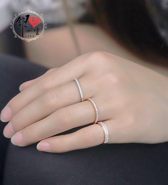 s925純銀 八心八箭 排鑽 精緻  戒