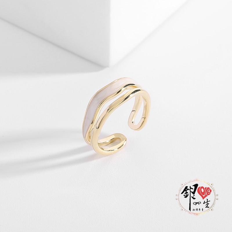 s925純銀  雙層系列 金色奢華 戒