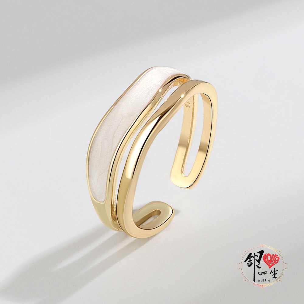s925純銀  雙層系列 金色奢華 戒
