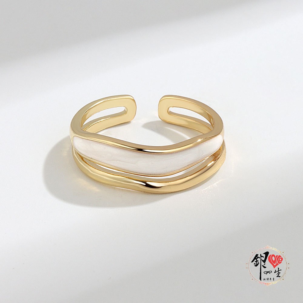 s925純銀  雙層系列 金色奢華 戒