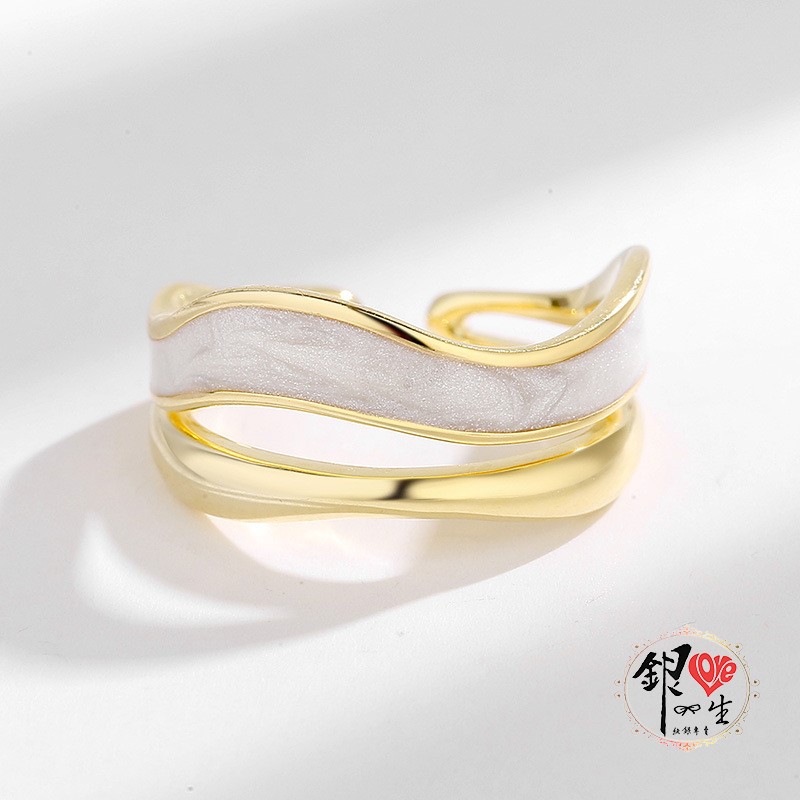 s925純銀  雙層系列 金色奢華 戒