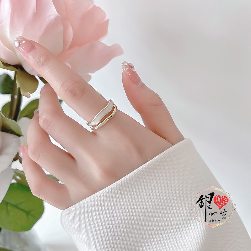 s925純銀  雙層系列 金色奢華 戒