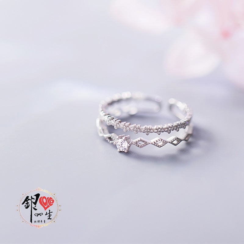  s925純銀戒指  蕾絲雙層 花冠 戒