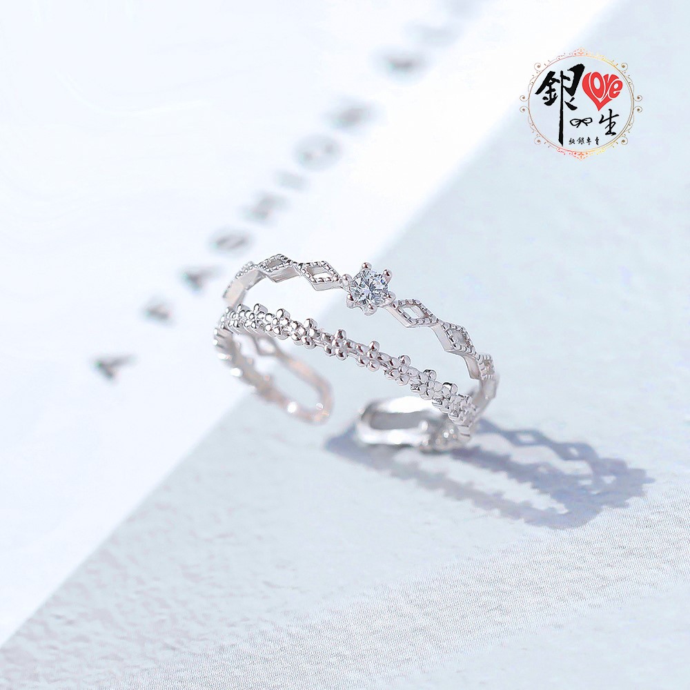  s925純銀戒指  蕾絲雙層 花冠 戒