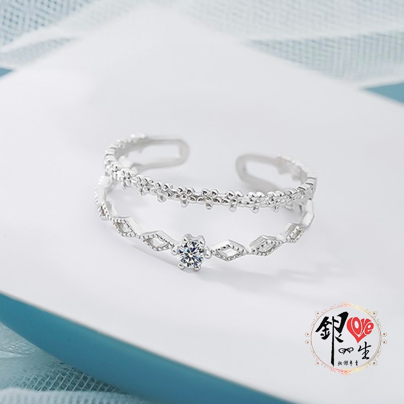  s925純銀戒指  蕾絲雙層 花冠 戒