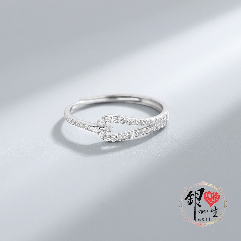  s925純銀戒指  滿鑽 簡約清新 鈕扣造型  戒