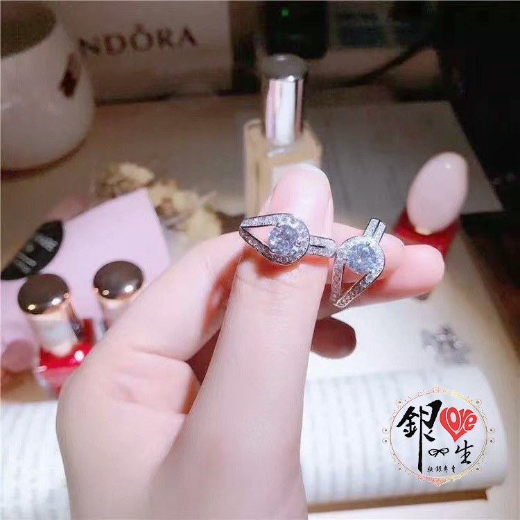 s925純銀 2克拉 扭結滿鑽 奢華 戒