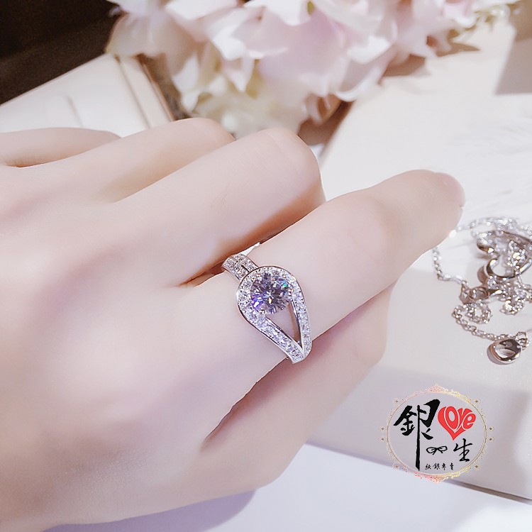 s925純銀 2克拉 扭結滿鑽 奢華 戒