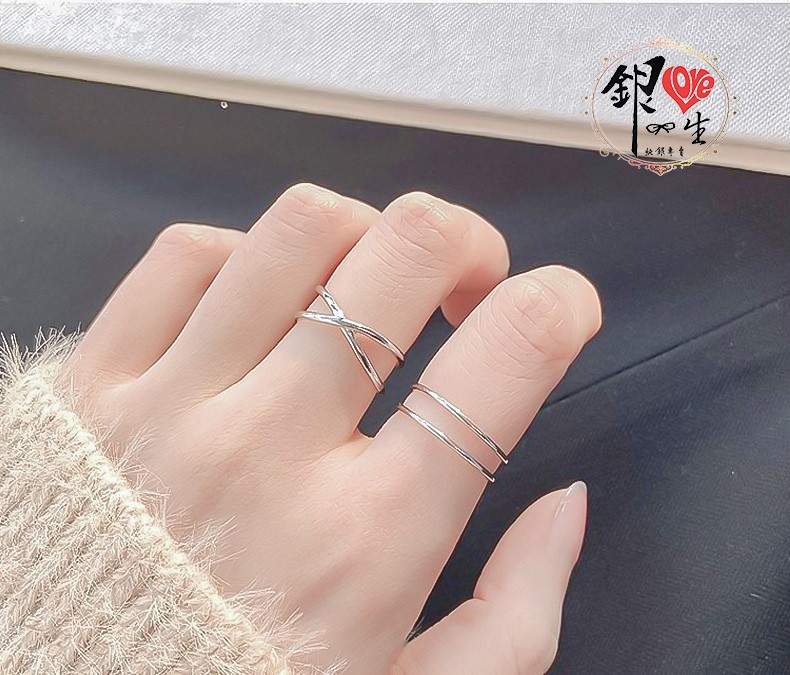 s925純銀戒指 簡約 交叉 X 造型 戒