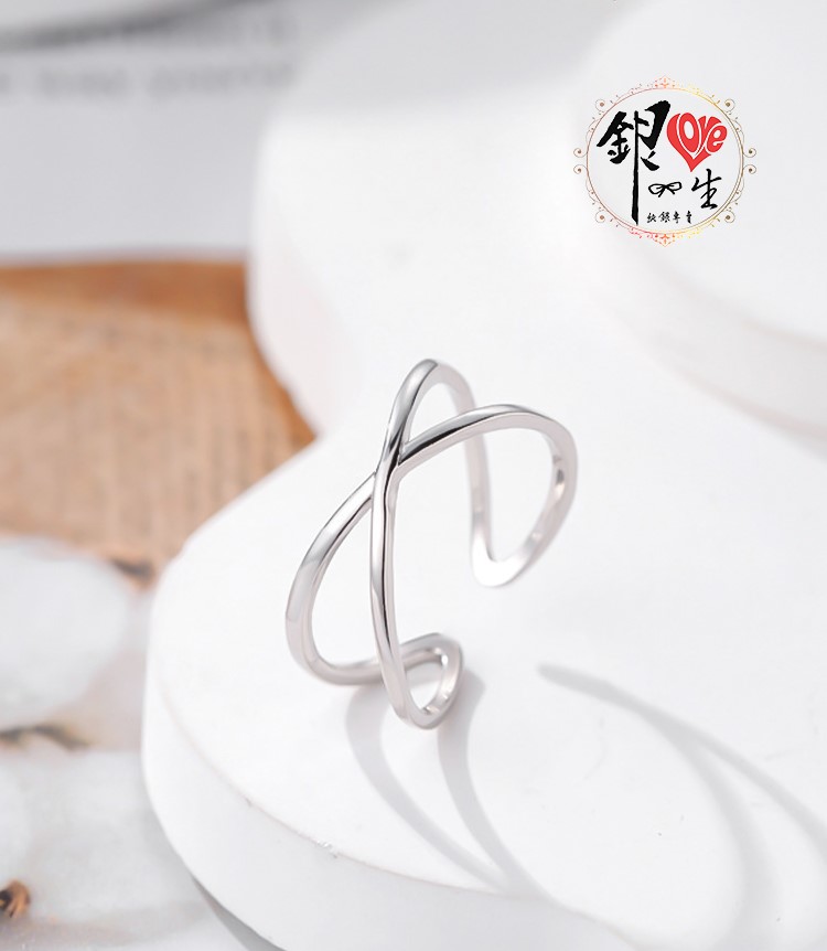 s925純銀戒指 簡約 交叉 X 造型 戒