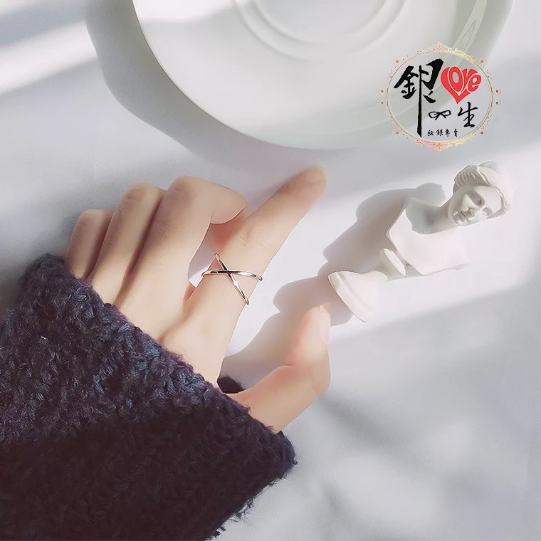 s925純銀戒指 簡約 交叉 X 造型 戒