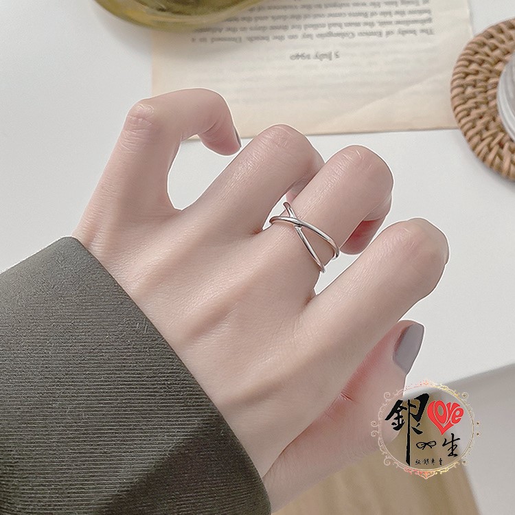 s925純銀戒指 簡約 交叉 X 造型 戒
