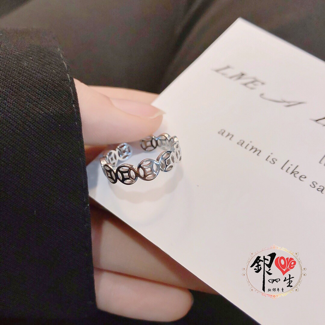s925純銀 招財 銅錢 戒