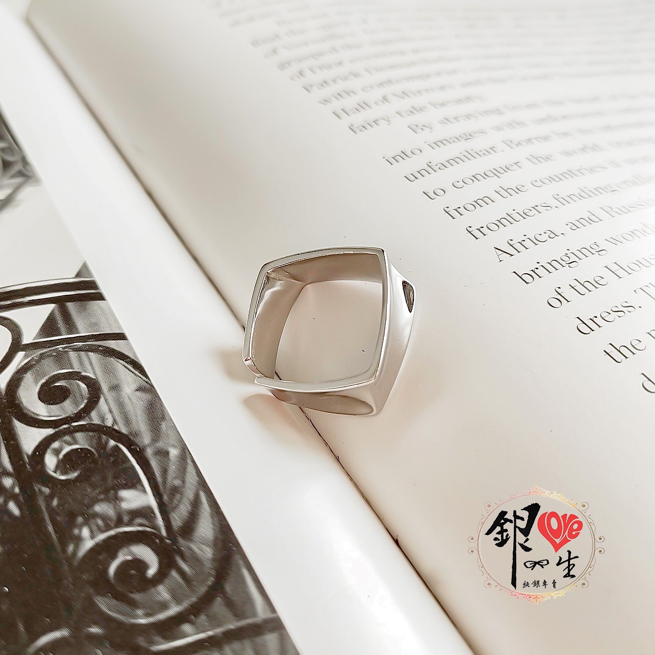  s925純銀 歐美 簡約 重工   四方扭曲 幾何 造型 戒 