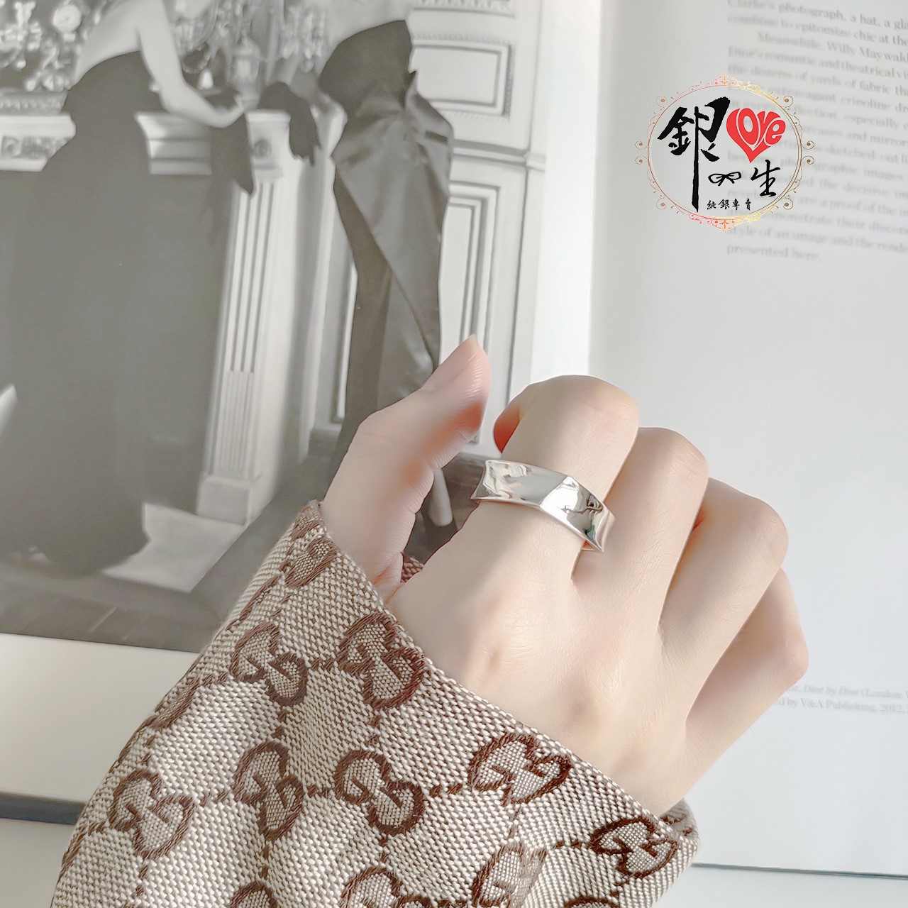  s925純銀 歐美 簡約 重工   四方扭曲 幾何 造型 戒 