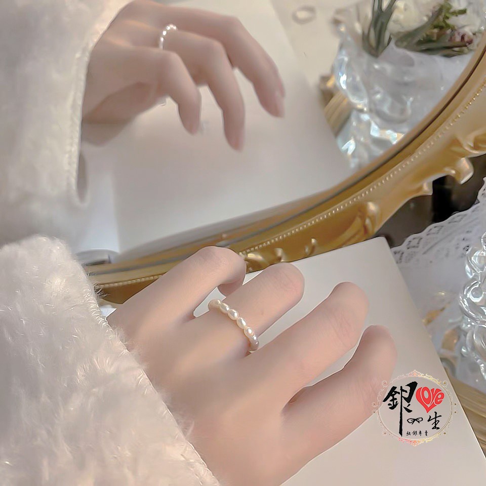 s925純銀  天然珍珠 氣質 仙氣 軟式 戒指
