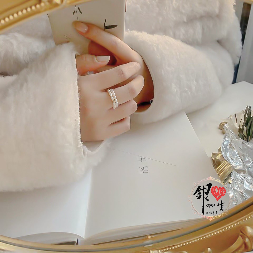 s925純銀  天然珍珠 氣質 仙氣 軟式 戒指