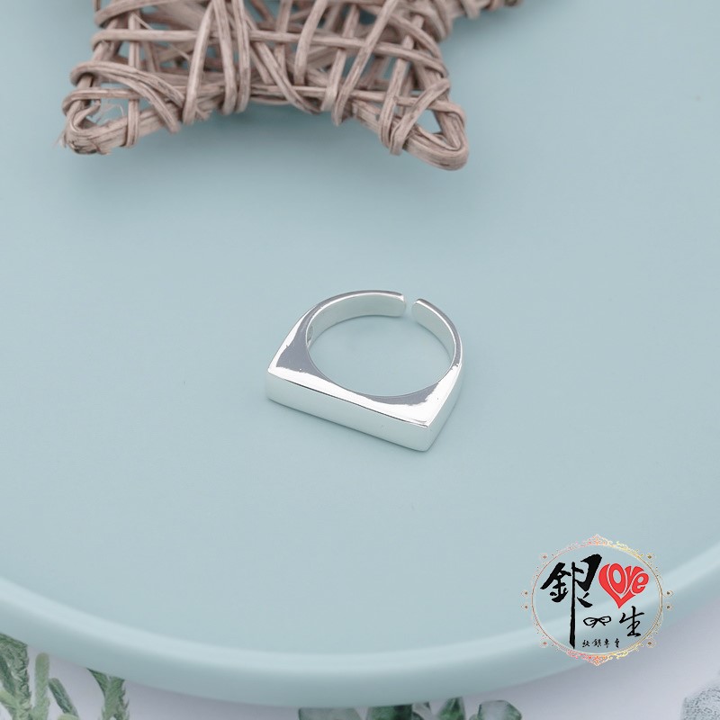  s925純銀 方形 簡約 平面造型 戒