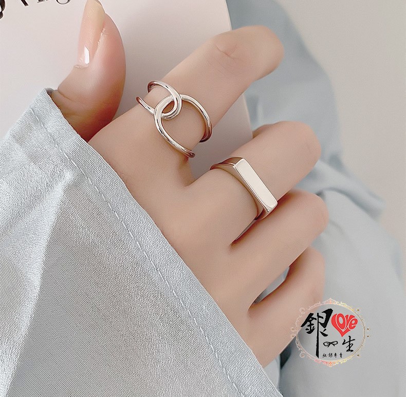  s925純銀 方形 簡約 平面造型 戒