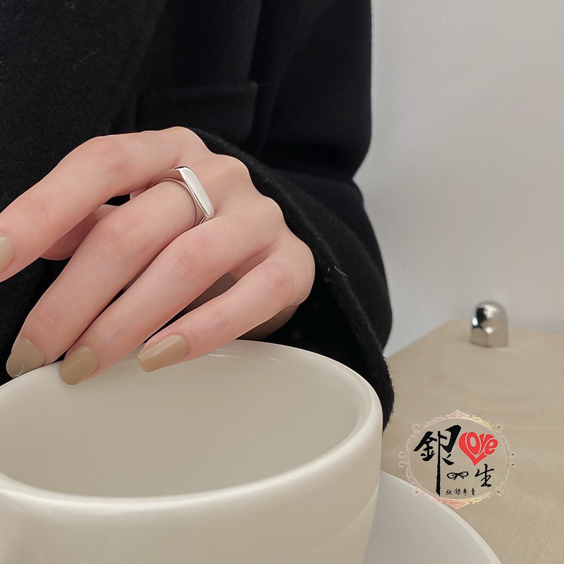  s925純銀 方形 簡約 平面造型 戒