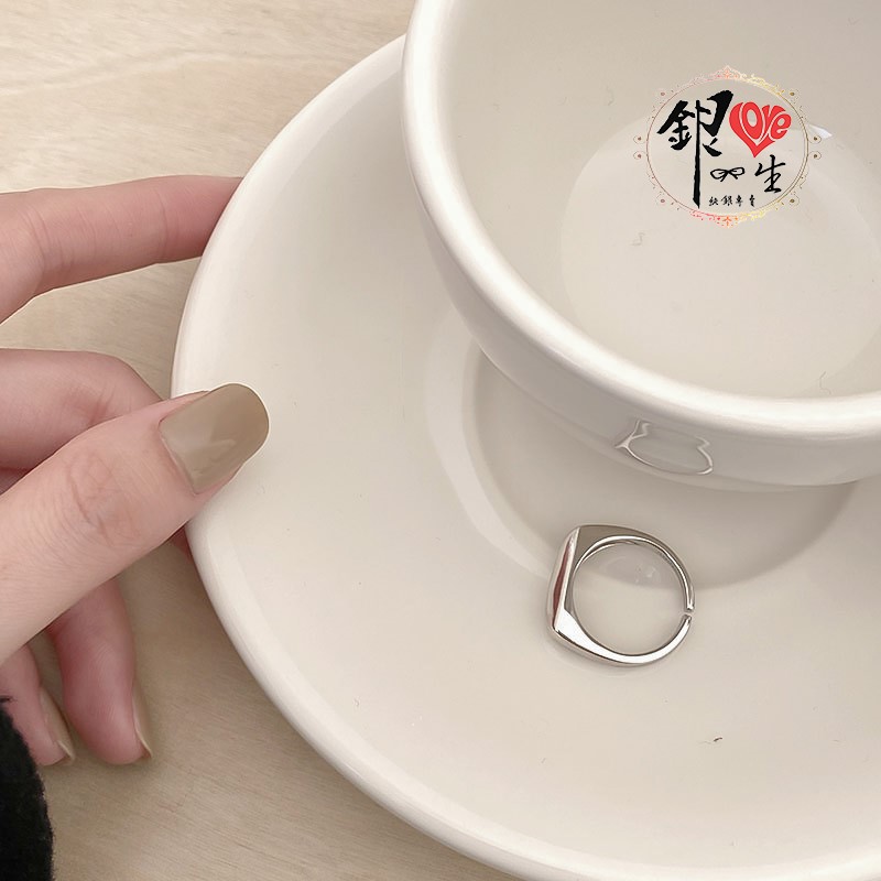  s925純銀 方形 簡約 平面造型 戒