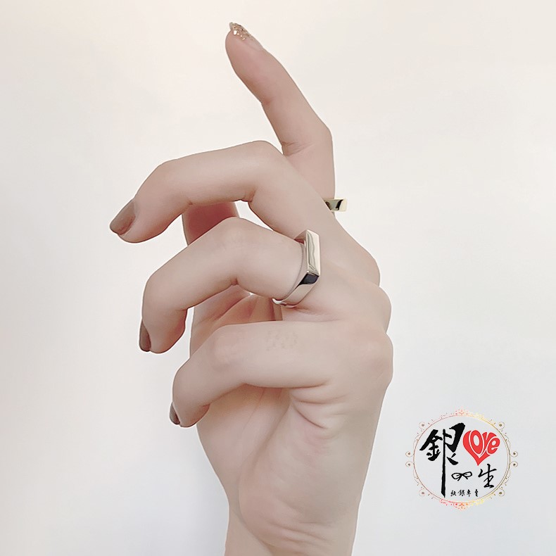  s925純銀 方形 簡約 平面造型 戒