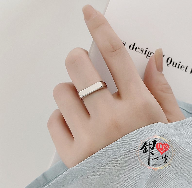  s925純銀 方形 簡約 平面造型 戒