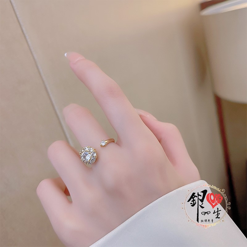 s925純銀 滿鑽 奢華 旋轉 戒 