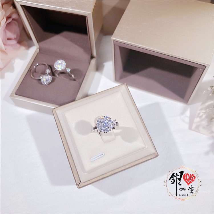 s925純銀 滿鑽 奢華 旋轉 戒 