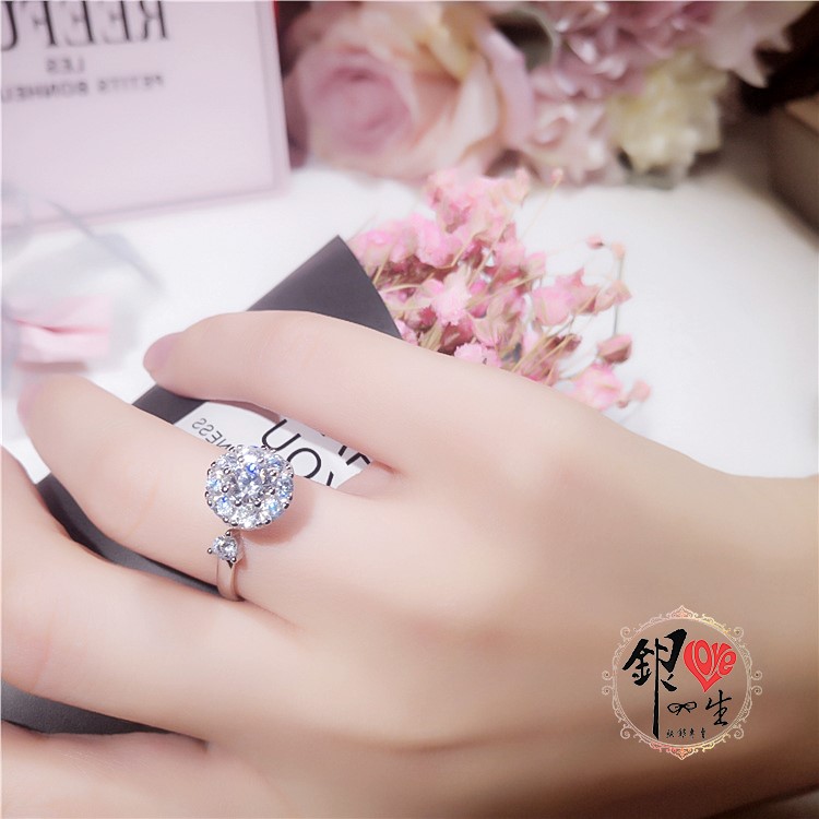 s925純銀 滿鑽 奢華 旋轉 戒 