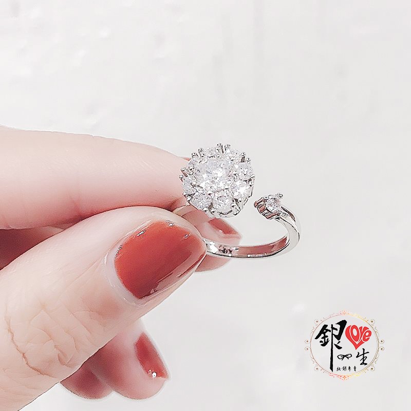 s925純銀 滿鑽 奢華 旋轉 戒 