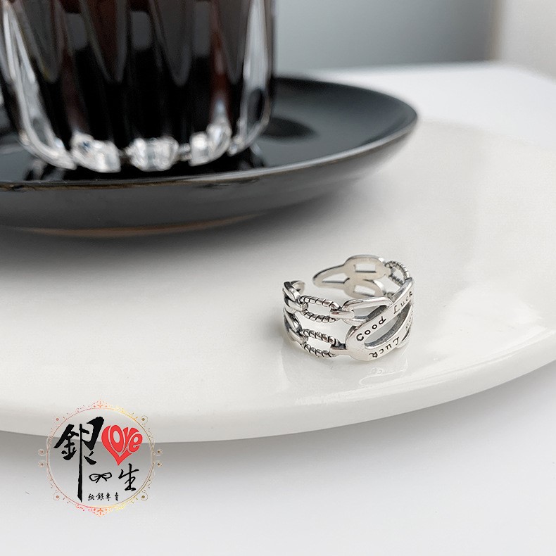 s925純銀戒指 復古 GOOD  LUCK 無限幸運 戒 