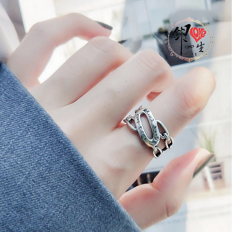 s925純銀戒指 復古 GOOD  LUCK 無限幸運 戒 