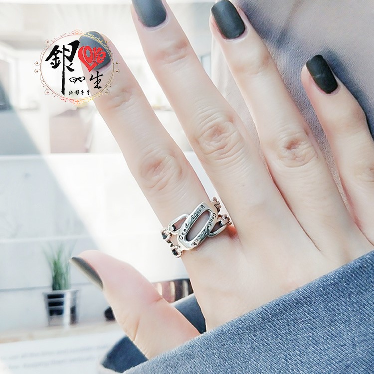 s925純銀戒指 復古 GOOD  LUCK 無限幸運 戒 