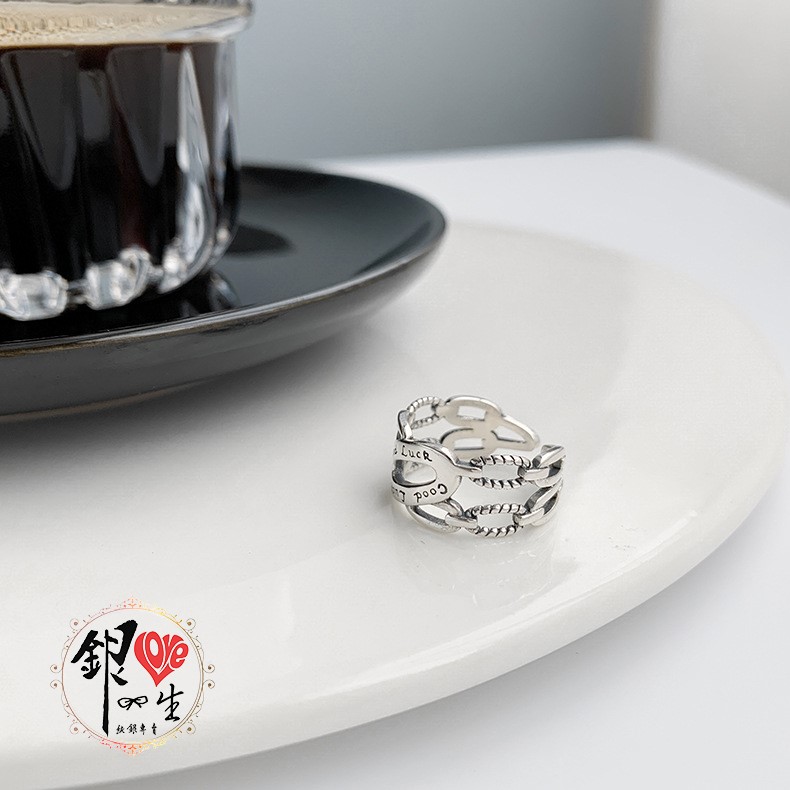 s925純銀戒指 復古 GOOD  LUCK 無限幸運 戒 