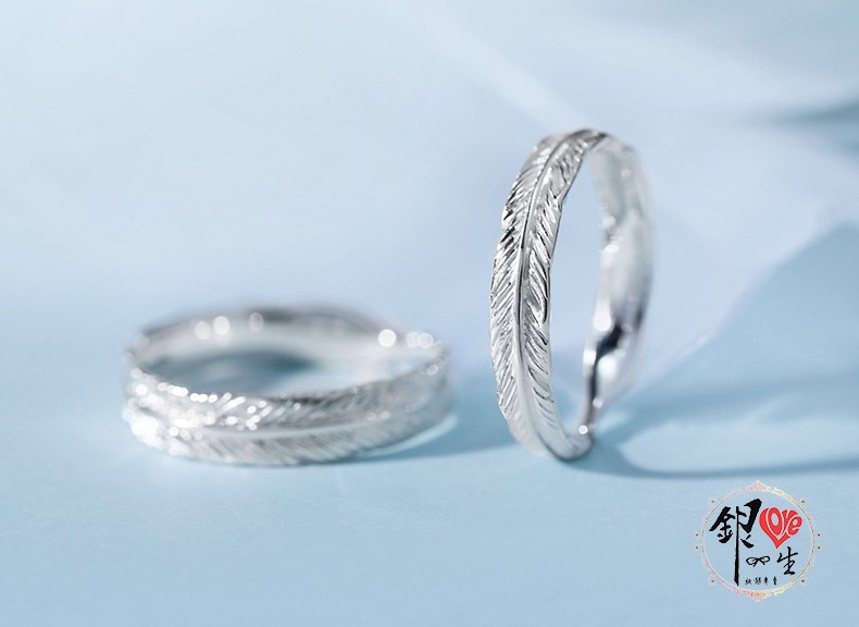 s925純銀戒指 復古羽毛 簡約個性 戒
