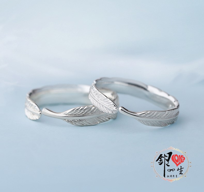s925純銀戒指 復古羽毛 簡約個性 戒