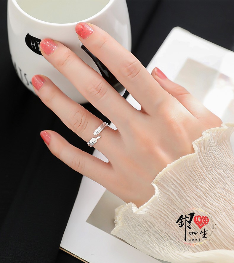 s925純銀戒指 復古羽毛 簡約個性 戒