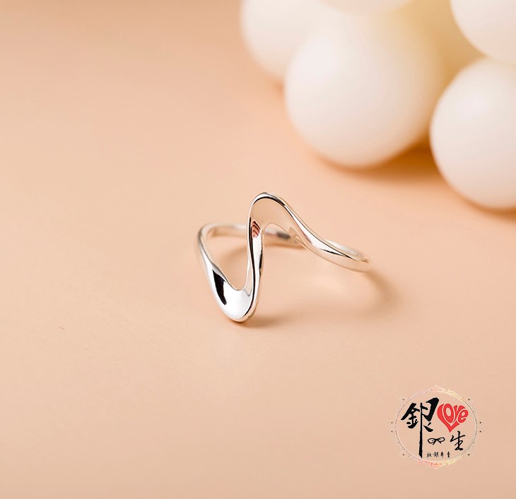 s925純銀戒指 歐美 簡約 S 造型 戒