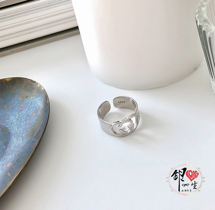 s925純銀戒指 歐美 簡約 雙G 時尚 造型 戒