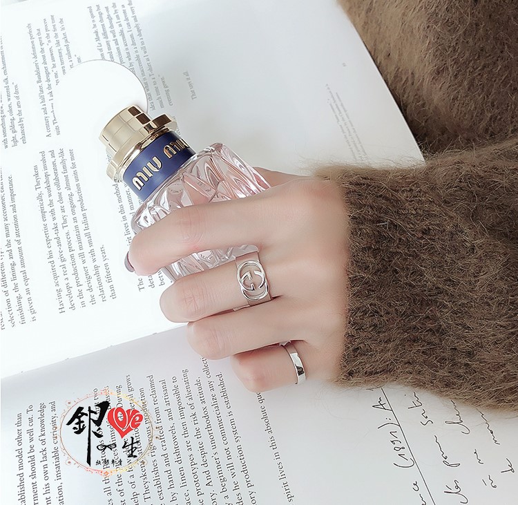 s925純銀戒指 歐美 簡約 雙G 時尚 造型 戒